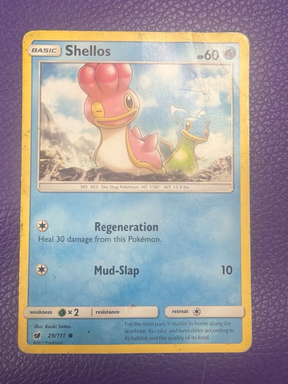 Pokemon Shellos Yellow-Blue-Pink Trading Card